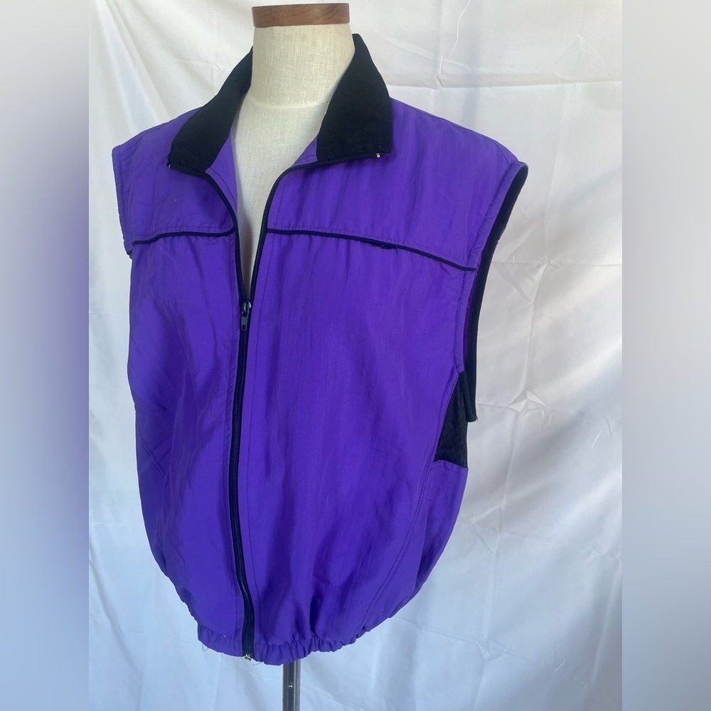 Vintage Uzzi nylon vest Purple and Black Zip-Up Vest size women’s L